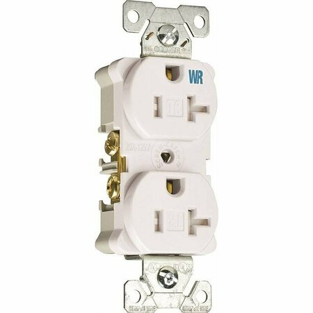 EATON WIRING DEVICES Eaton Wiring Devices Duplex Receptacle, 2 -Pole, 20 A, 125 V, Back, Side Wiring, NEMA: 5-20R, White TWRBR20W-BXSP